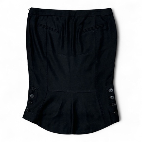PATRIZIA PEPE FIRENZE Black Pencil Mini Skirt Buttons size 44 8 Work Date Fitted - Picture 6 of 6